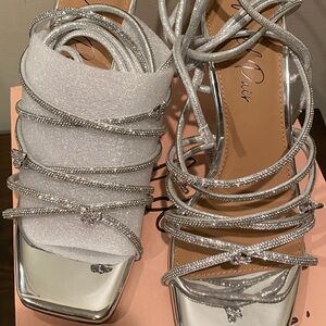 Wild Pair Eross Silver Strappy Heels